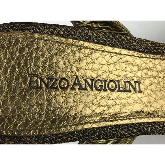 Enzo Angiolini Womens Gold Open Toe Adjustable Strap Wedge Slingback Sandal US 6 - Picture 9 of 10